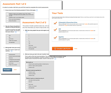 Assessment Parts 1 and 2 and the Your Tests pages