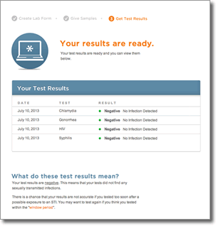 Tests and Results page