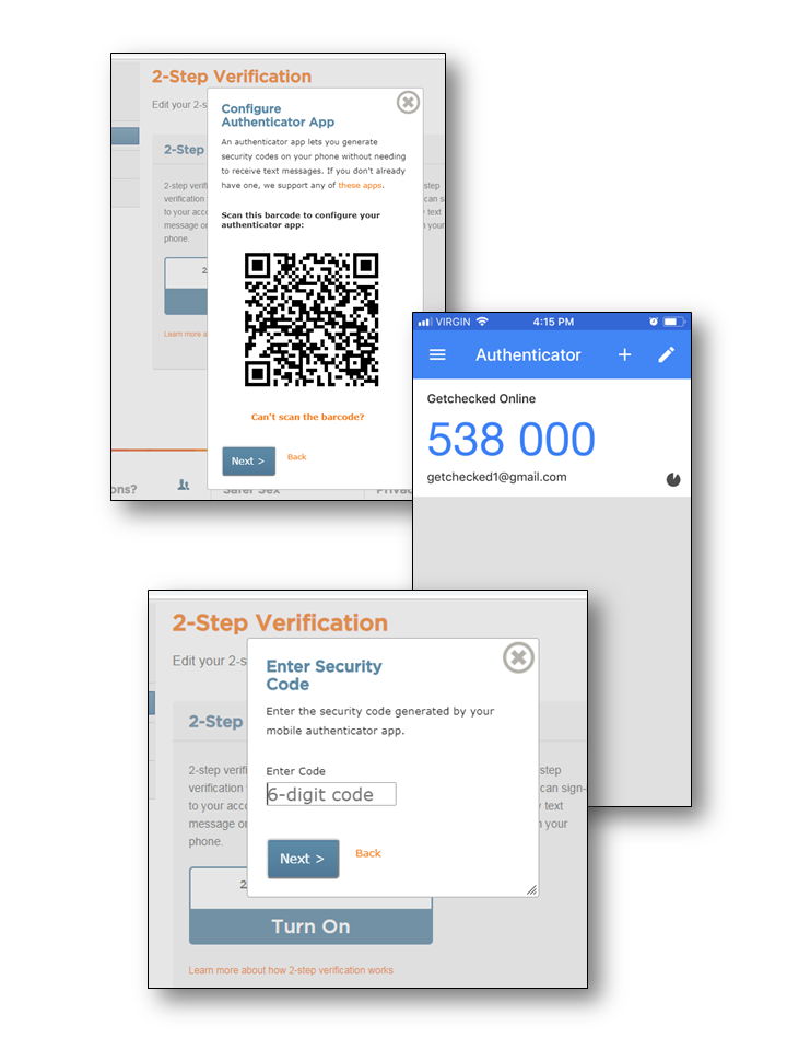 Setting up 2-step verification by mobile app
