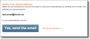 Verify your email address page